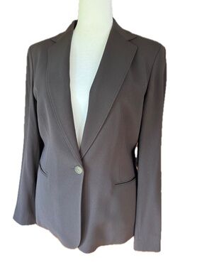 Vintage Anne Klein New York Blazer Dark Brown Tailored Minimalist Y2K